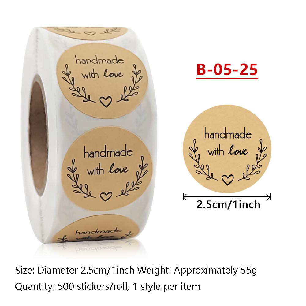 

1-дюймовая круглая натуральная крафт-бумага для праздничного украшения выпечки, письма, товары для творчества, наклейки ручной работы с надписью «Любовь» / 500 этикеток в рулоне