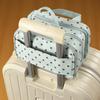 Mint Green Polka Dot Women's Makeup Bag, Large Capacity, Portable, Waterproof, with Compartments for Toiletries.