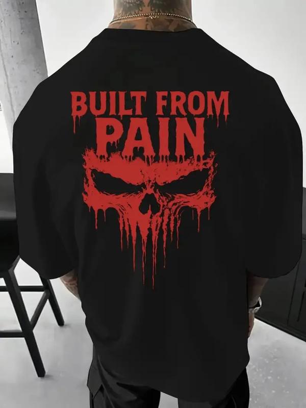 Unisex T-shirt with Skull & Built from Pain Gr XL