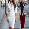 DICFY Vestiti Casual da Donna Moda Autunno Inverno Colore Unico Stampa Manica Lunga Collo Polo