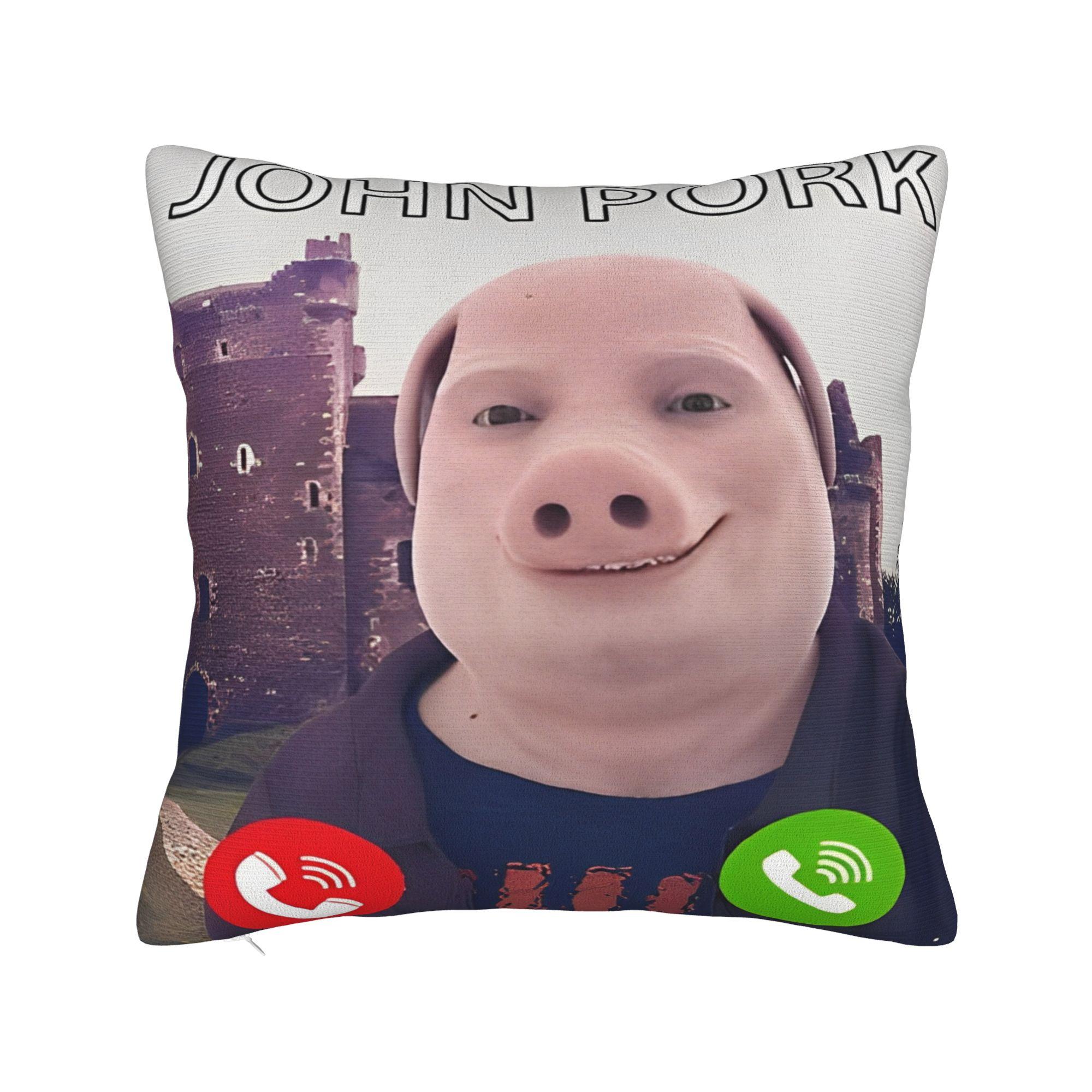Bed Decor John Pork is calling Pillowcases Accessories  Pillow Cover Square Multi-Size 12x12in 30X30cm