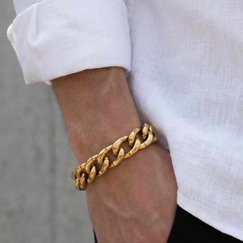 Vintage Bracelets for Man Men's 18MM Width Rivet Cuban Chain Bracelet Cool 316L Stainless Steel Jewelry Gifts for Him Father Dad