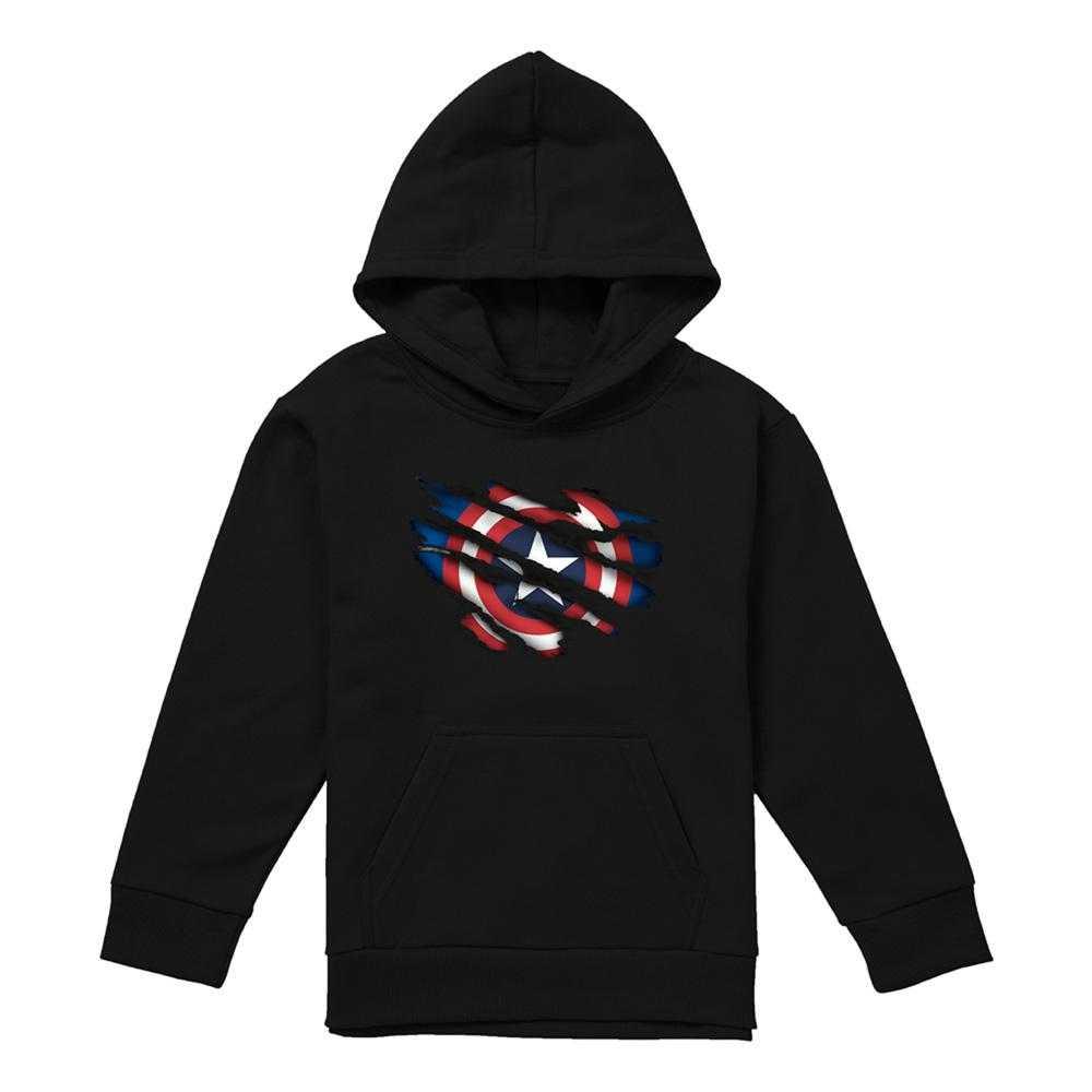 Captain America Childrens/Kids Torn Pull Over Hoodie
