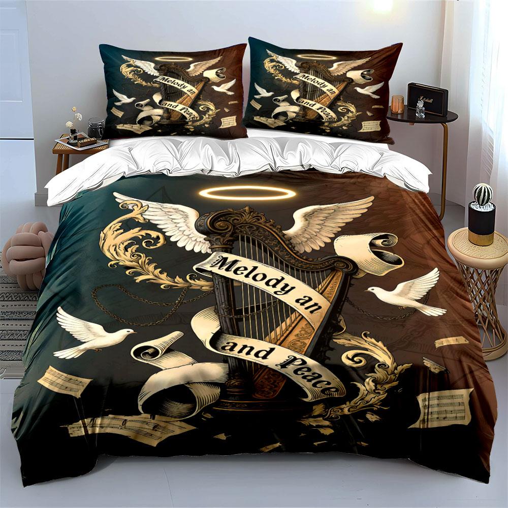 Harp, Wings, Doves, Scrolls. Bedding Sets Duvet Cover Sets Duvet Covers Pillowcases(1 * Duvet Cover 2 * Pillowcases, Without Duvet Insert)