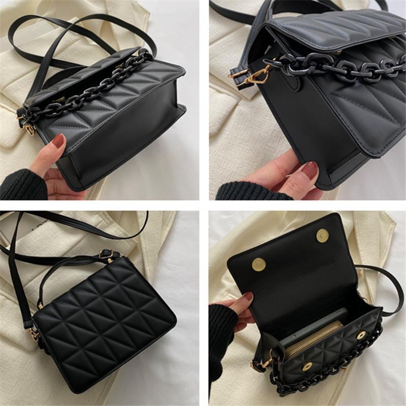 Chic Black Quilted Mini Square Bag Retro Diamond Stitch with Chain Accent, Top Handle Crossbody Shoulder Bag for Modern Everyday