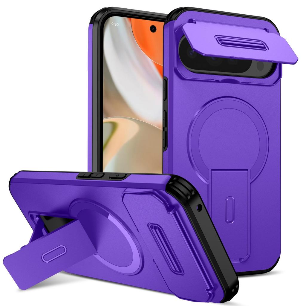 Custodia a Staffa Corazzata Resistente con Copri Fotocamera Scorrevole Per Google Pixel 10 9 Pro XL 9A Per Supporto di Ricarica Magnetica Magsafe