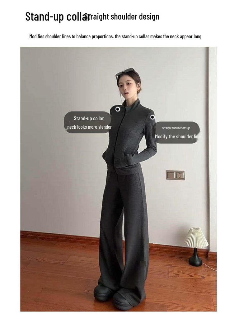 Women's Striped Casual Suit - Spring 2026 Korean Style, Old Money Look, Light-Colored Intellectual Outfit