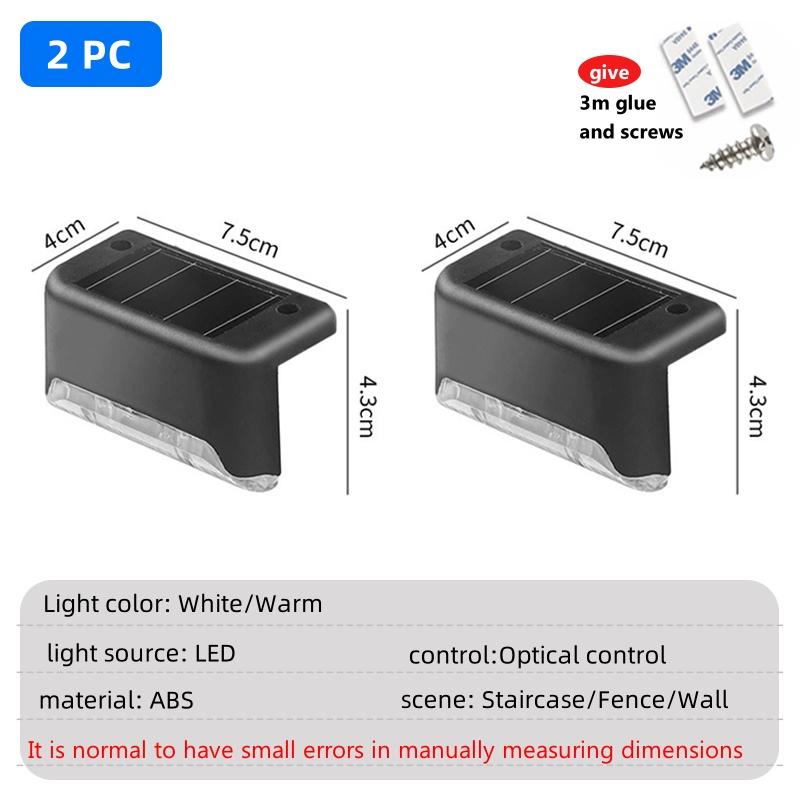 

Теплый белый светодиодный солнечный светильник для лестницы, ступенчатый светильник для двора, водонепроницаемый светильник для балкона, забора, канала, садового декора, дорожки Warm Light