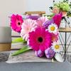 Neuankunft Gerbera Blumenkissenbezug Schlafzimmer Home Office Dekorative Kissenhülle Quadratisch Reißverschluss Kissenbezüge Satin Weich Kein Ausbleichen