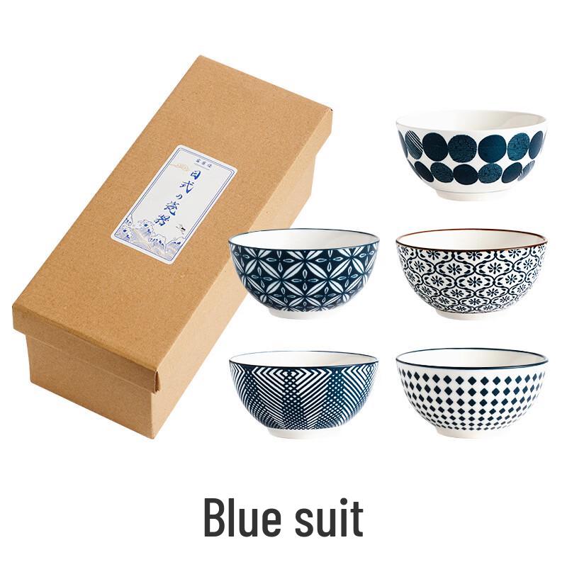ZISIZ Japanese Style Ceramic Rice Bowl Set