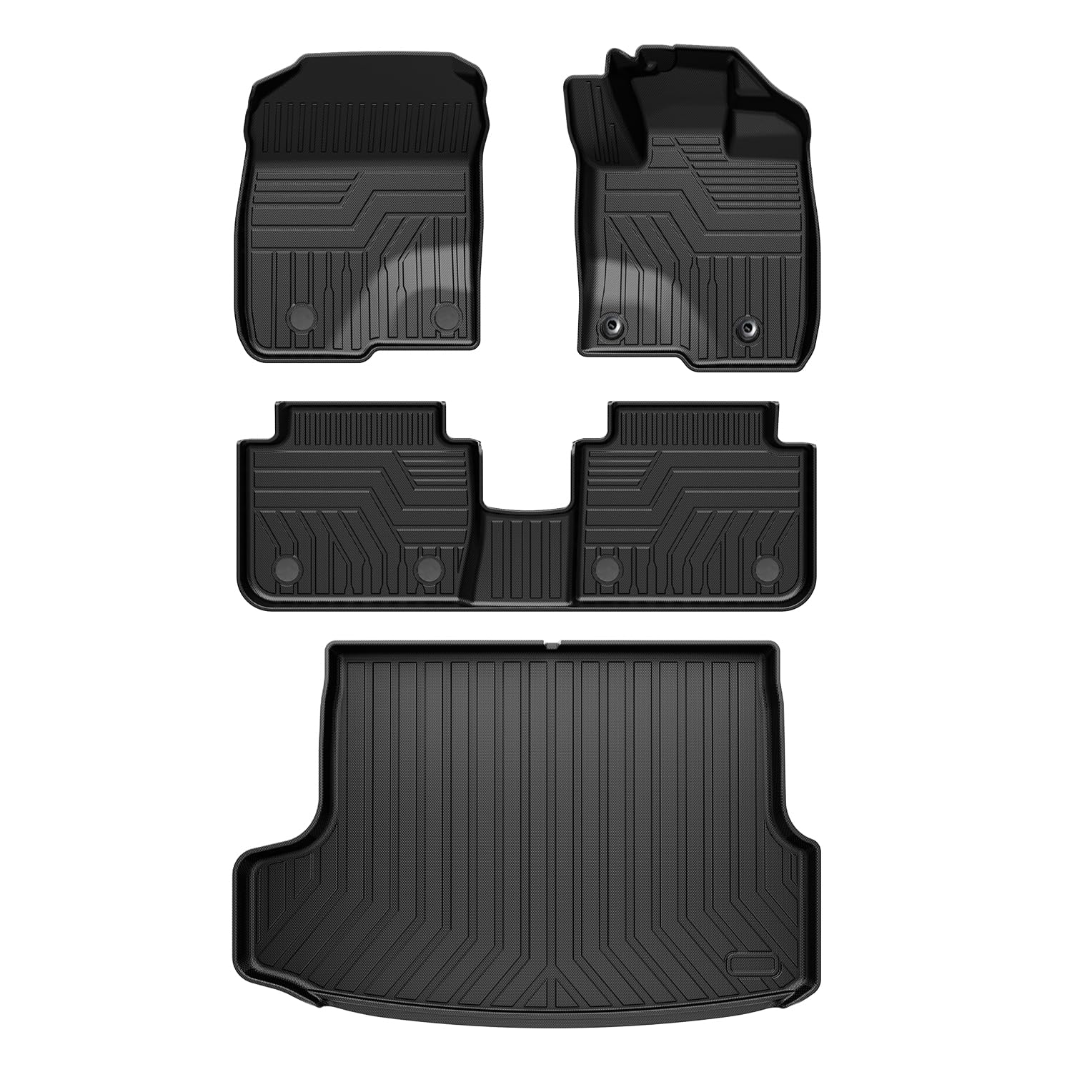 

Комплект Jiooy для Honda New включает коврики 3D для пола, второго ряда и багажника, для и TPE, водонепроницаемые и для багажника, простой дизайн, 4 штуки ZR-V (ZRV RZ5), чёрный