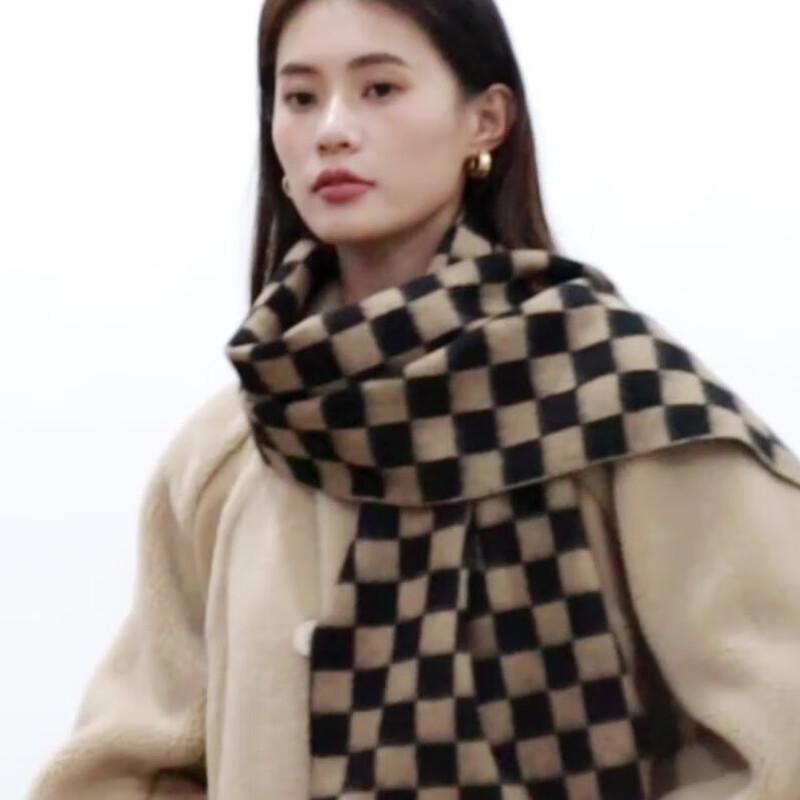 CEENIU Maillard Plaid Wool Scarf