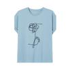 Demana Women's Round Neck Embroidered Cropped T-Shirt