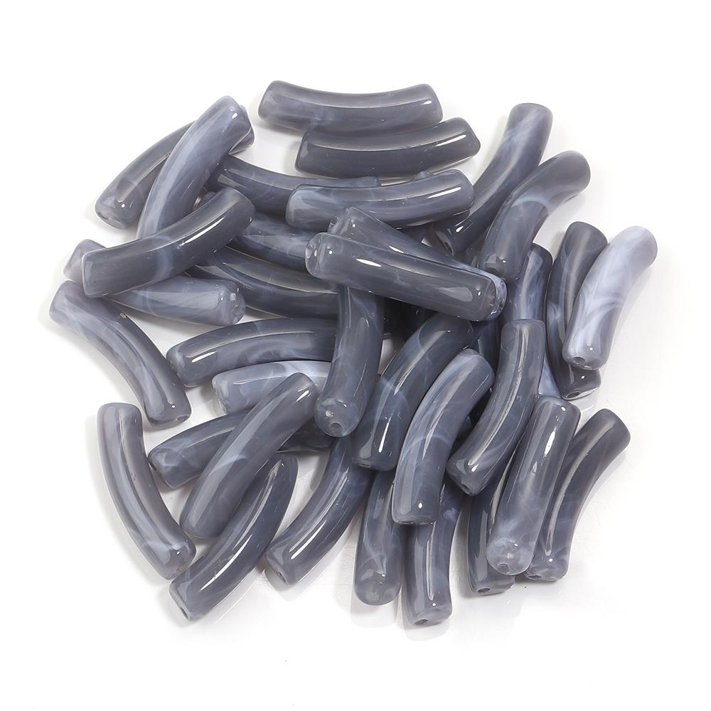 30 pezzi/lotto Perline Tubolari Curve in Acrilico Bicolore Forma Sottile di Bambù Perline Distanziatrici Sfuse Per Braccialetti Collane Fai da te Accessori per Gioielli