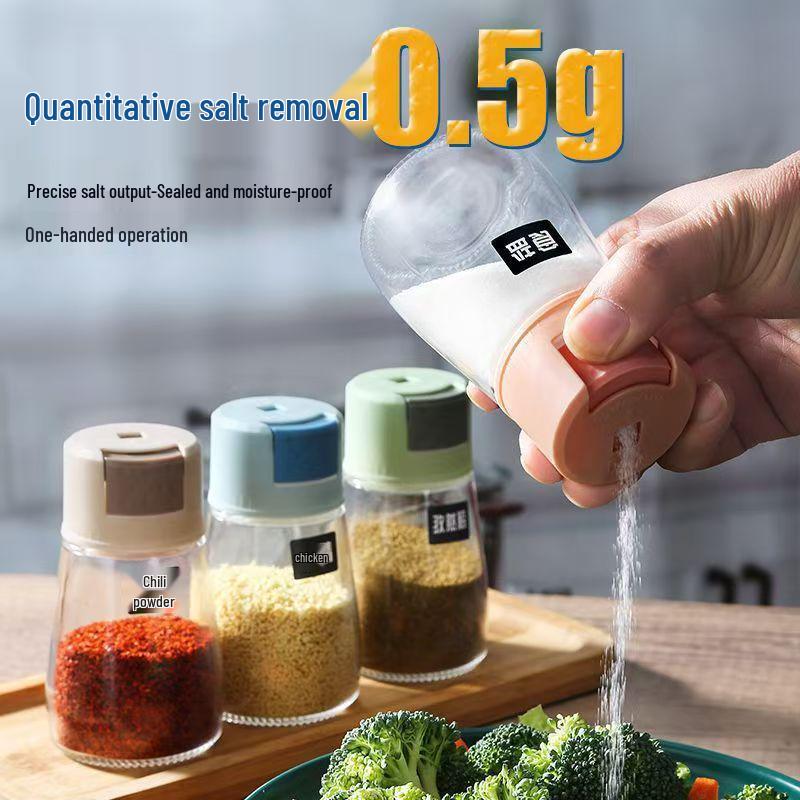 Sealed Glass Salt Control Shaker Set - Moisture-Proof Kitchen Seasoning Bottles 
