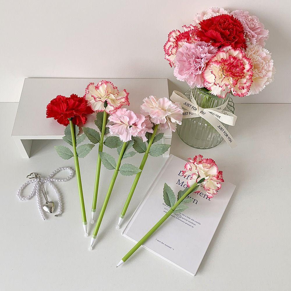 

Simulated Carnation Ballpoint Pen 0.5mm Writing Pen High Quality Roller Ball Pen Teacher s Day червоний