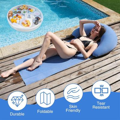 Strandmatte Aufblasbares Kissen Outdoor Beflockung Luftsofa Tragbarer Strandstuhl Camping Luftbett für Poolparty Strandzubehör