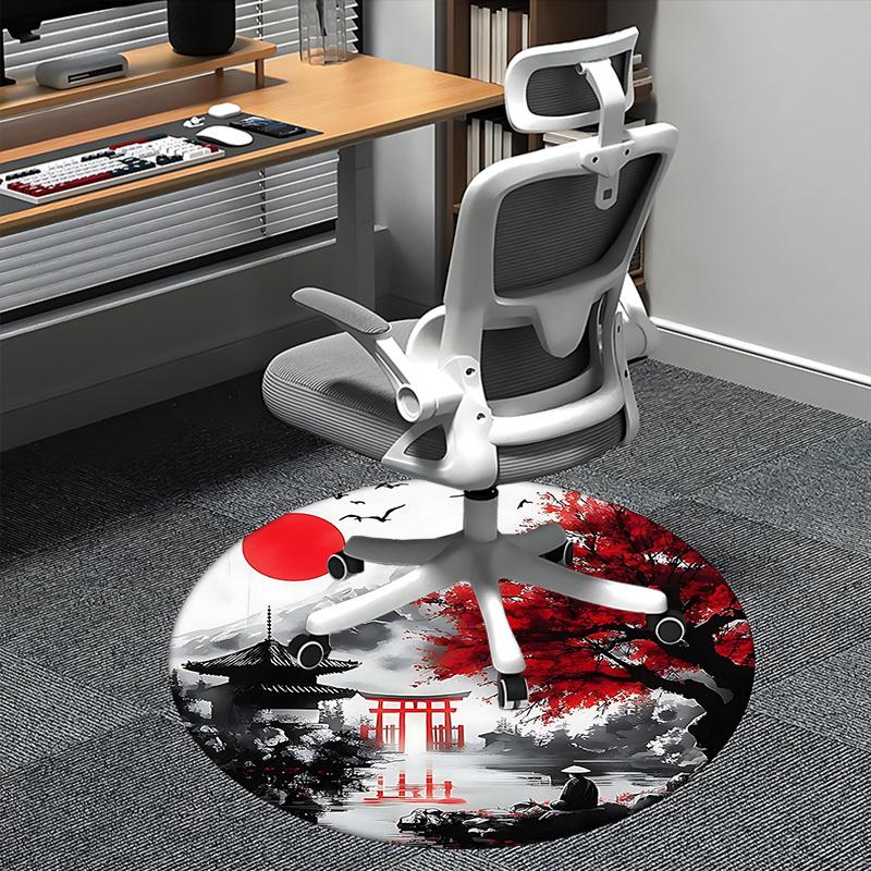 

Japanese Landscape,Traditional Pagoda Scene Chair mat Round Rug Office carpet, Non slip, Suitable for Living Rooms, Bedrooms decor.1205216a 80cm by 80cm