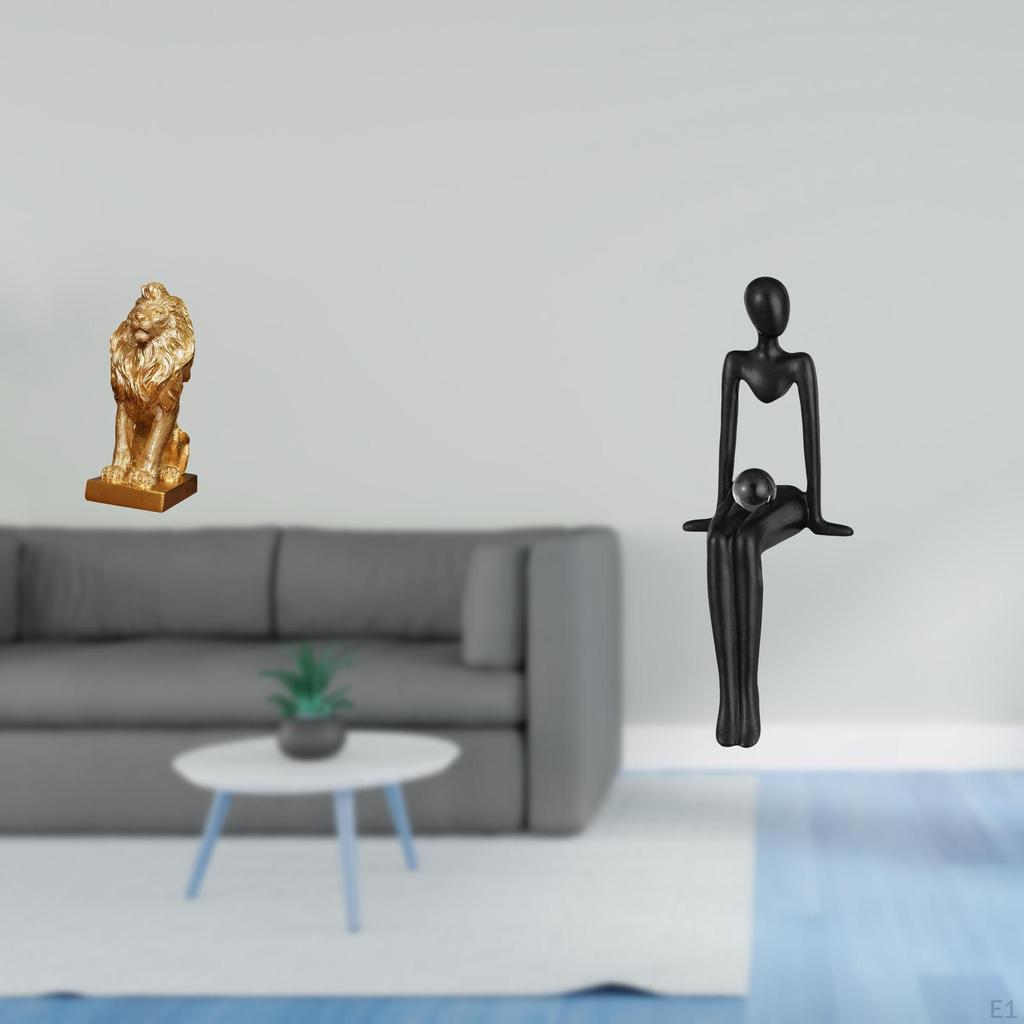 Majestic Lion Thinker Resin Sculpture Collectible Art Figurine Decorative Abstract Ornament for