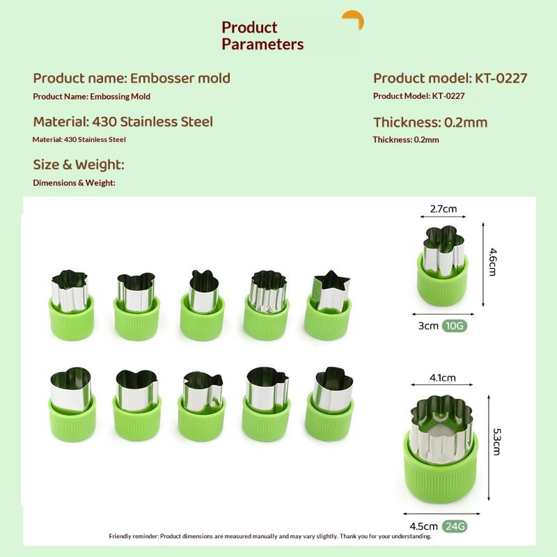 9Pcs/Stainless Steel Cookie And Vegetable Cutting Set Mini Fruit Cookie Embossing Molds Children'S Baking