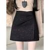 Irregular Sequins High-Waist Black Bodycon Woolen Mini Skirt for Women - Autumn/Winter 2025 Collection