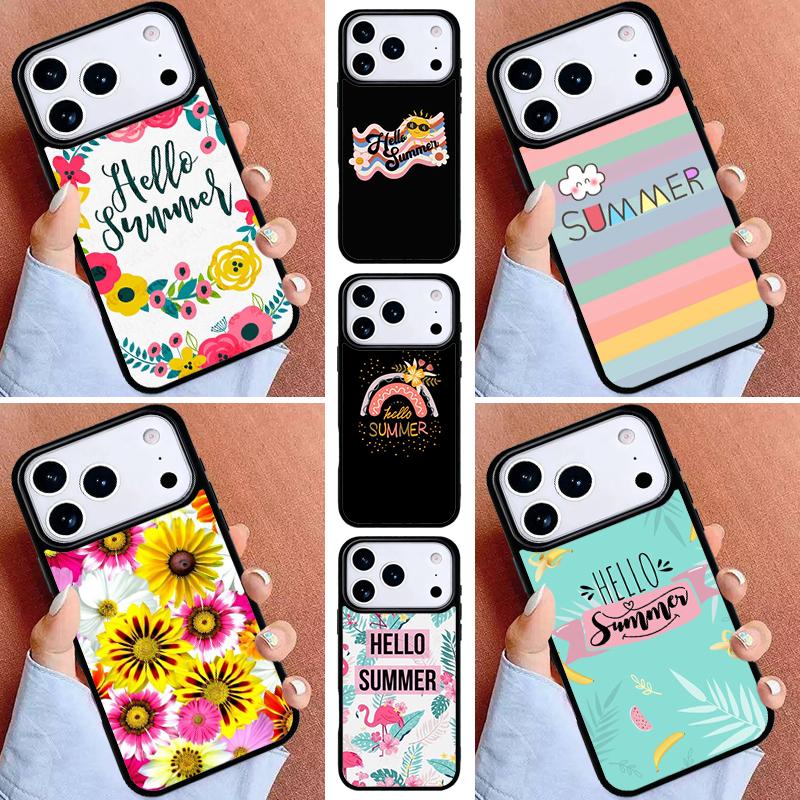 Hello Summer Flowers Phone Case for iPhone 16e 15 14 13 12 17 Pro Max Plus Air 17pro Cover Coque