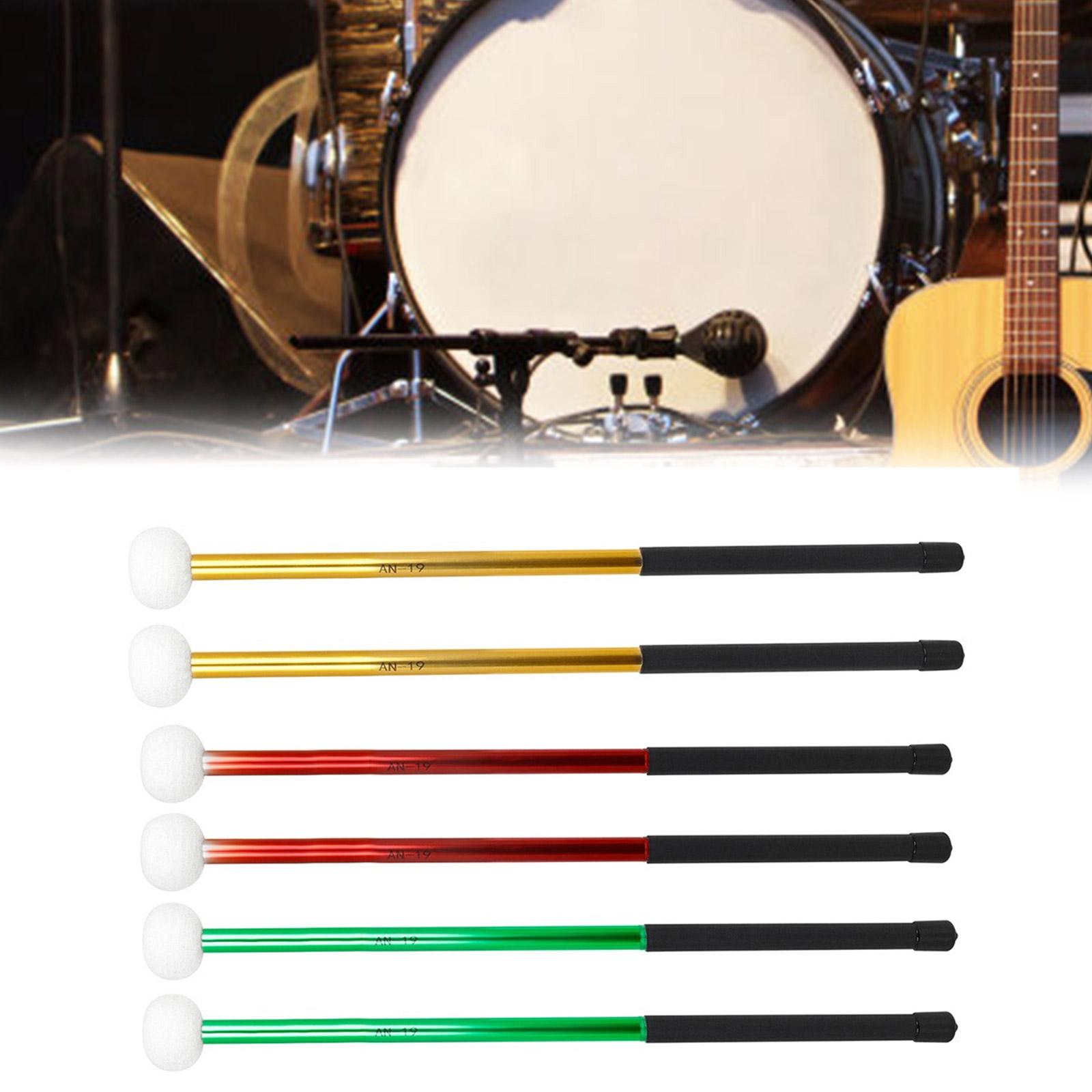 Timpani Drum Mallets Drum Sticks Felt Head Drum Cymbal Gong Mallet Hammer Sticks Mallets Rods Alloy Handle Drum Hammer rosso