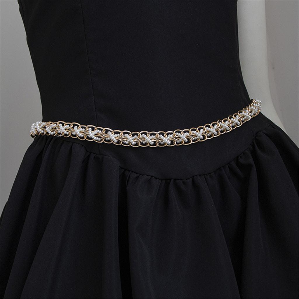 Shimmering Waist Chain for Female Fashion Pearl Wedding Chain Decorative Chain Belt Party Waistband Waist Accessories