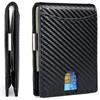RFID Anti-magnetic Carbon Fiber Pattern Leather Wallet Men's Metal Dollar Wallet Anti-theft Brush Wallet
