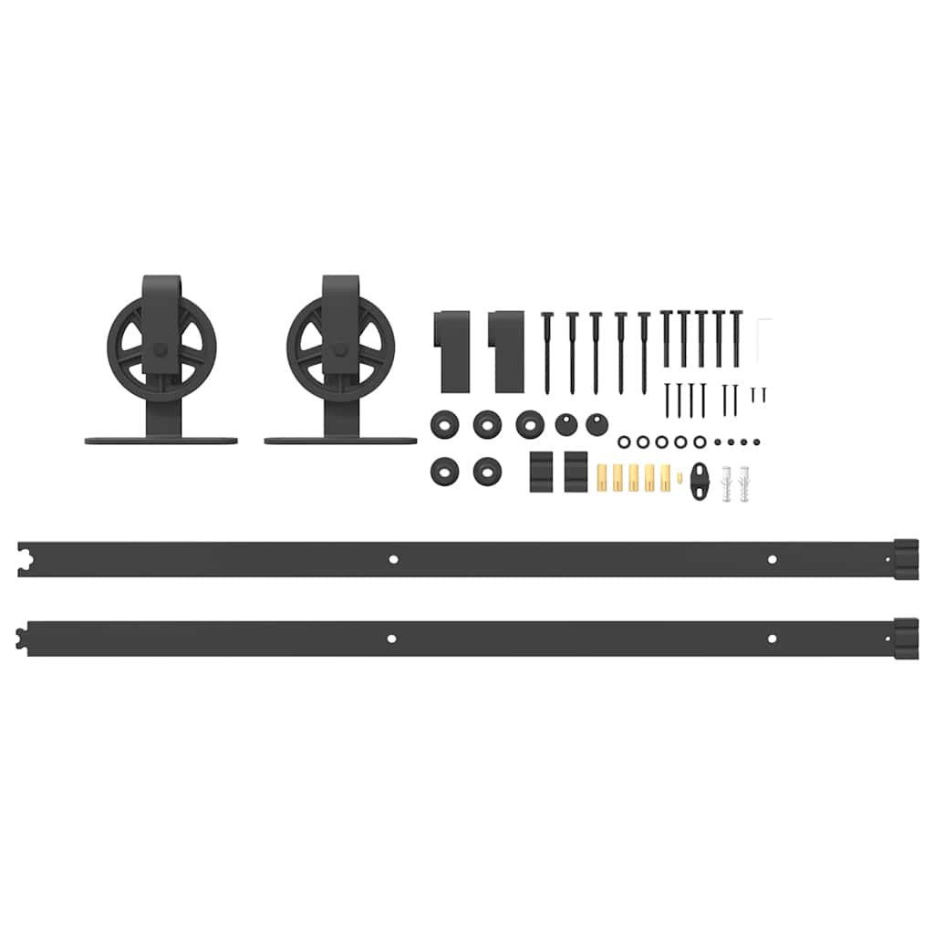 Vidaxl System for Sliding Door Installation, 200 Cm, Steel, Black