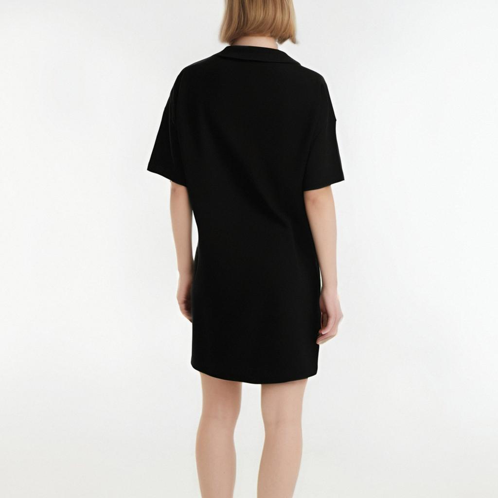 Dámská móda letní ležérní jednobarevné šaty s výstřihem do V a klopou