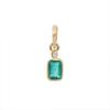 Natural Green Emerald Pendant With Moissanite Gemstone In 18K Gold Bezel Setting