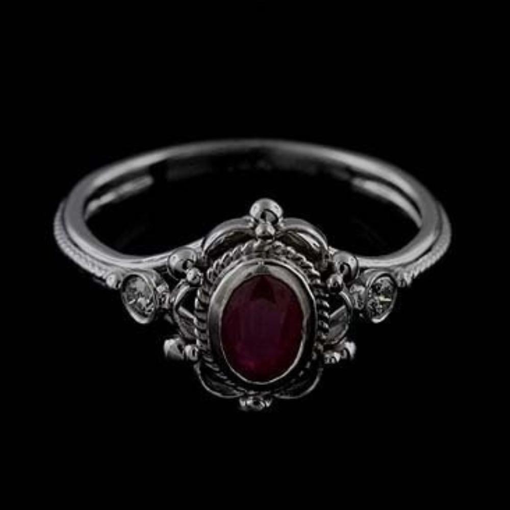 Exquisite Ruby Black Silver Ring Women s Engagement Proposal Band Trendy European American Style Jewelry no. 6 красный