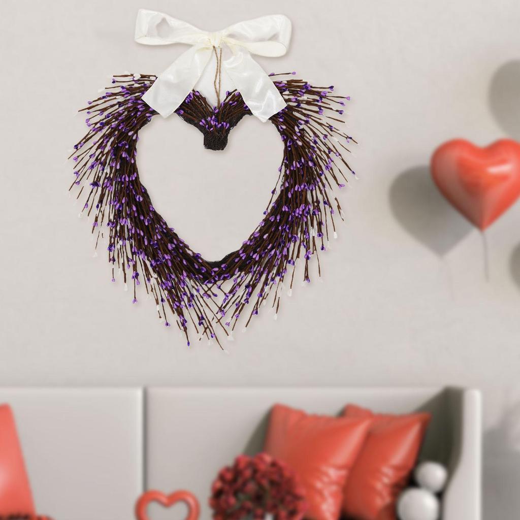 Heart Wreath Front Door Decoration with Berries Romantic Gift Valentines Day Wreath Valentines Wreaths for Home