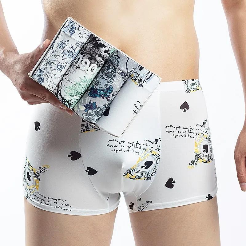 4PCS Men Boxer Shorts Men's Underwear Boxers Homme Soft Solid Boxershorts Male Panties Seamless Underpants