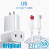 Încărcător USB C Dual PD 40W Încărcare Rapidă 3.0 Tip C Mufă EU/SUA Adaptor Încărcător Telefon Pentru Apple iPhone 15 14 Pro Max Samsung Xiaomi