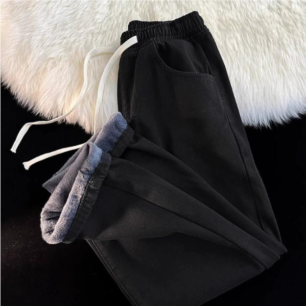 

Зимние утепленные джинсы широкие джинсы мужские прямые эластичная талия вельвет уличный стиль винтажные молодежные повседневные джинсы XS чёрный