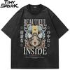 Men Streetwear T Shirt Hip Hop Oversize Funny Graphic T Shirt Magic Girl Japanese Anime Cartoon Tshirt Harajuku Cotton Tops Tees