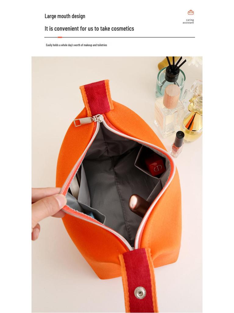 H House Canvas Travel Toiletry & Makeup Bag: Portable Women's Lunch Box & Cosmetics Storage Handbag