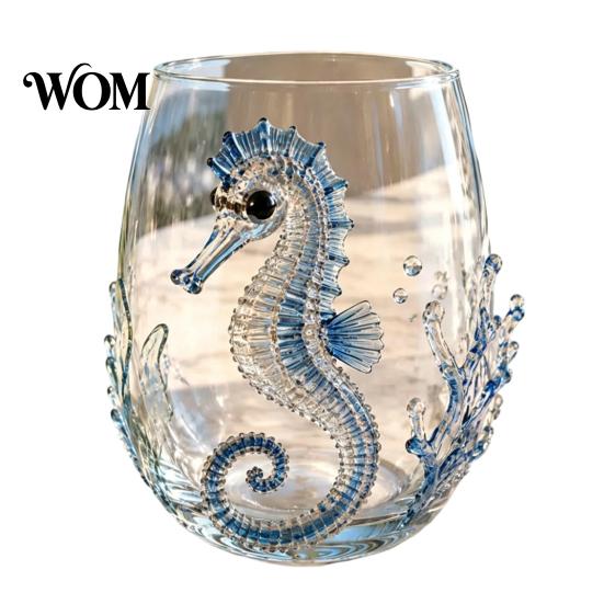 Unique Coastal Style Drinking Glass 12oz Octopus Water Cup, Embossed Design, Hand Painted Marine Gift for Ocean Lovers Home Bar Decor Cup