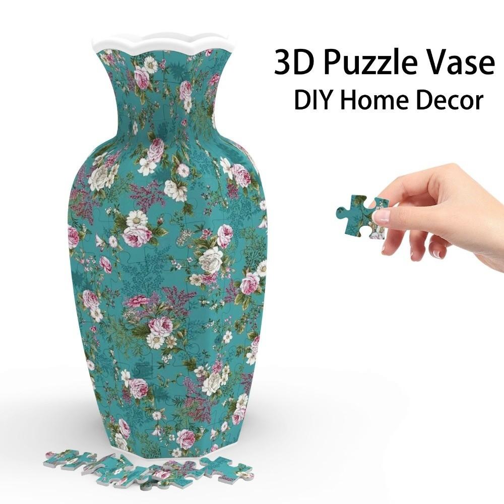 Vaso Creativo Puzzle 3D Blocco da Costruzione Artistico Vaso Fiori Jigsaw con Base Disporre Fiori Vaso Artistico Fai da Te per Bambini/Adulti