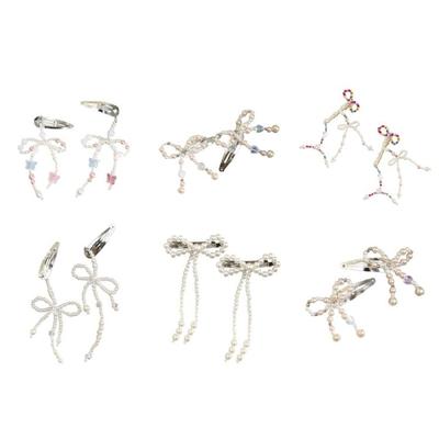 Haarspange für Damen Mode Perlen Schleife Seitenclip Kopfschmuck Haaraccessoires