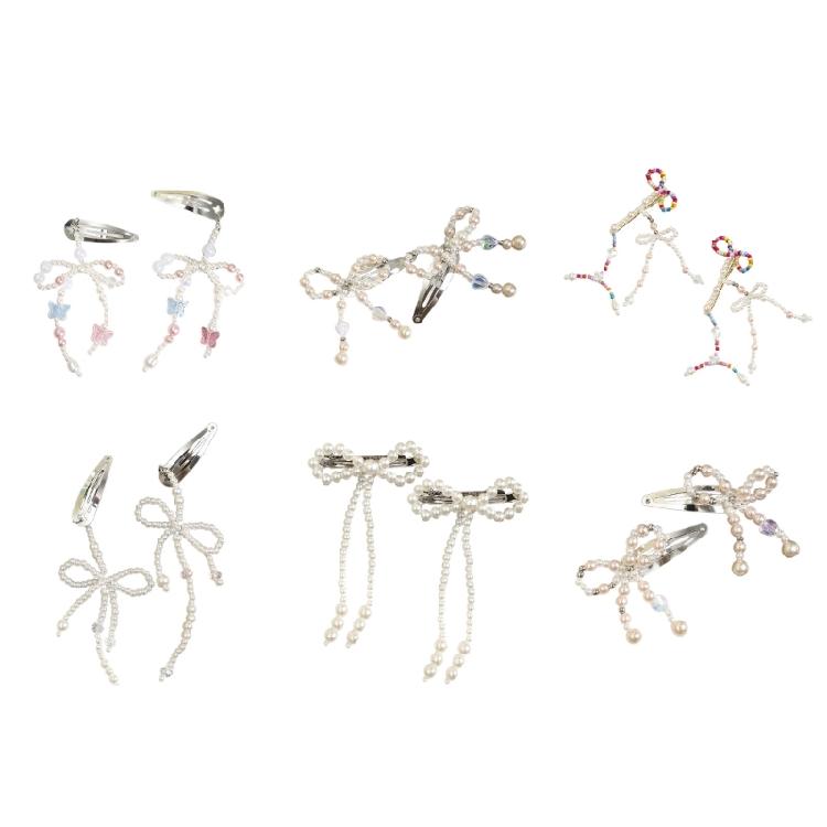 Hair Clip for Women Fashion Pearl Bowknot Side Clip Headdress Hair Accessories