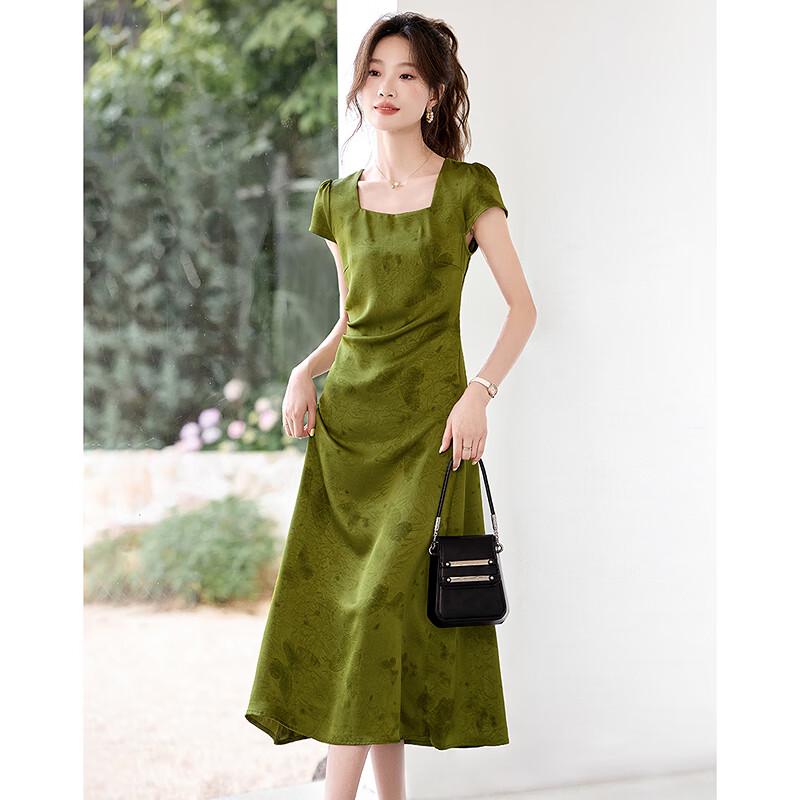2025 New Chinese Style Green Slimming Summer Dress