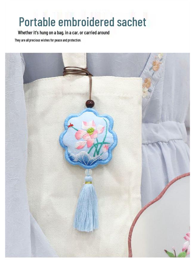 Peace Amulet Embroidery Kit: Beginner's DIY Cross Stitch Sachet Pouch