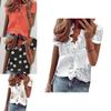 T-shirt da donna alla moda con scollo a V, maniche corte a balze e stampa floreale margherita alla moda