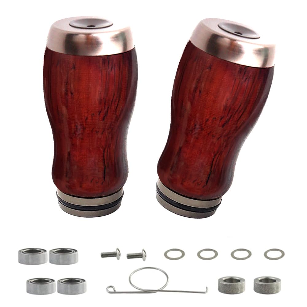 VISPREA Wooden Knobs for Shimano and Daiwa Power Reel Sandalwood and Replacement Bearings for Baitcasting and Spinning Yu364 2 Sandalwood (2-Pack)