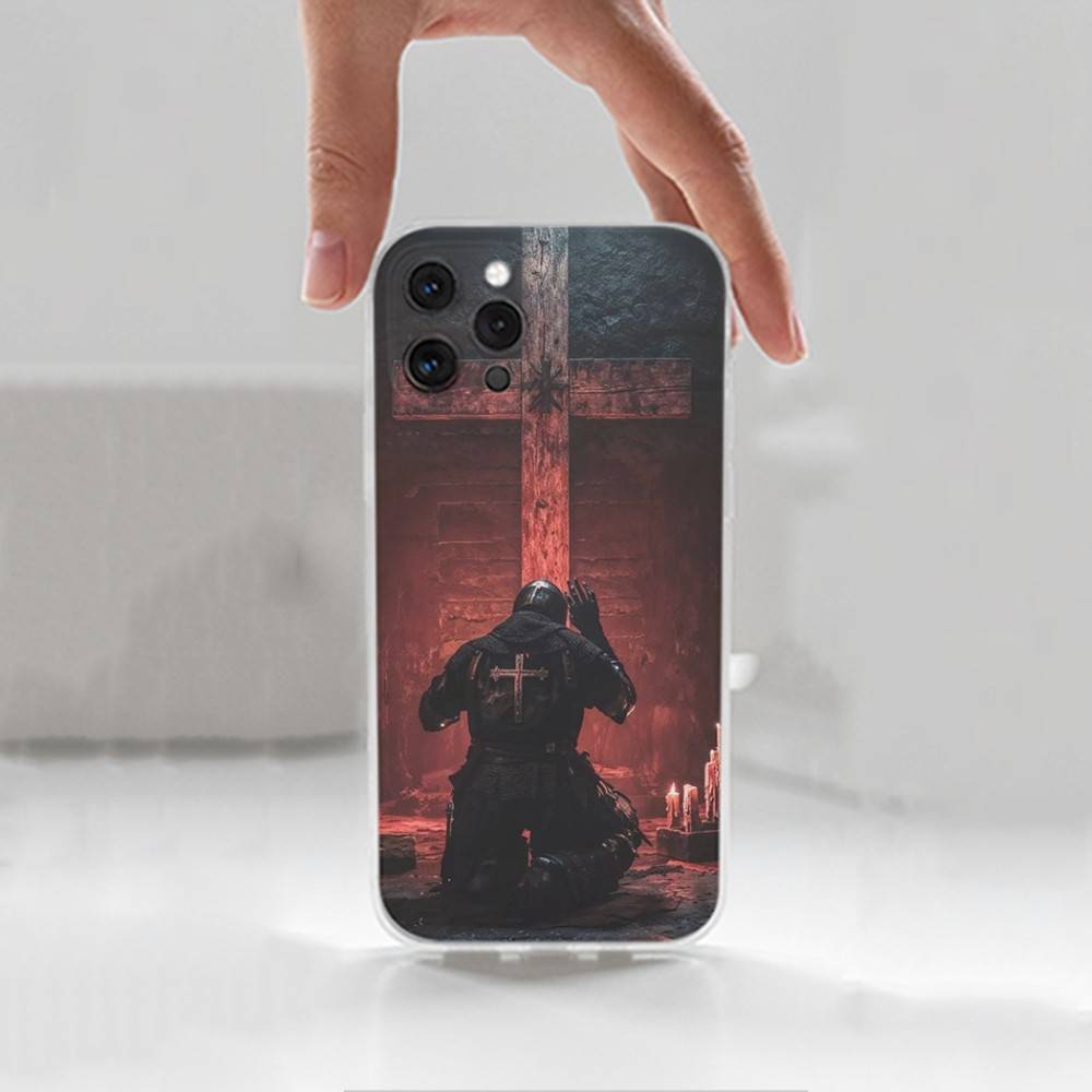 Crusaders Belief Knight Phone Case For iPhone,14,13,XR,SE,12,15,Pro,Max,Plus,11,17,16,X,XS,Mini Transparent Soft Cover
