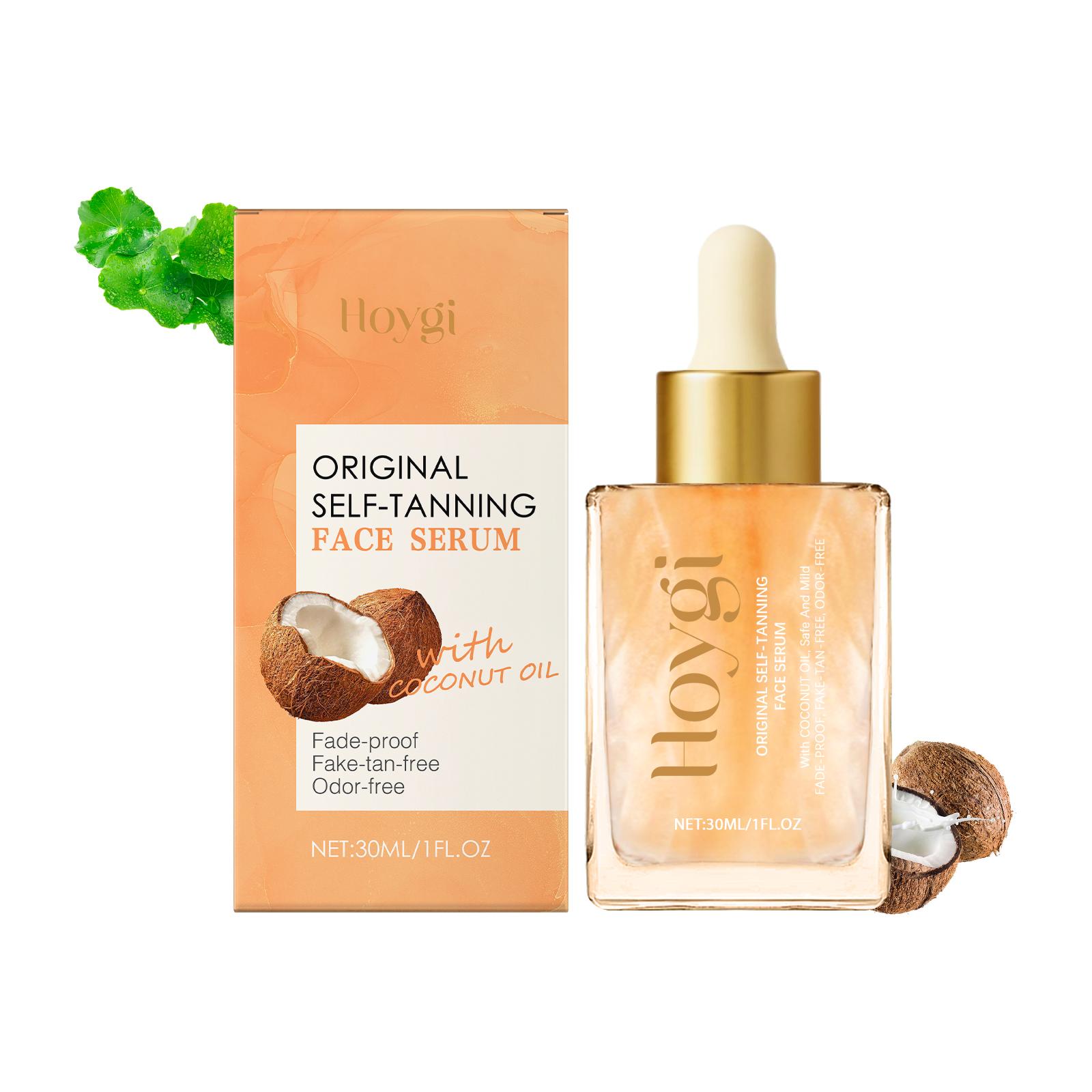 

Hoygi Self Tanning Face Serum Gradual Natural Looking Glow with coconut oil Vera Streak Free Fast-Drying for All Skin Tones