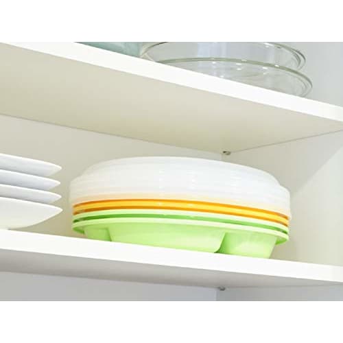 Komori Resin Bento Lunch Plate, Rakuben, Round, Green, Approx. 25.5cm W x 21.5cm D x 5cm H, Includes Lid, No Plastic Wrap Required, Made in Japan